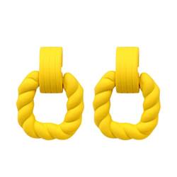 Rechteckige Ohrringe for Frauen, quadratische Acryl-Ohrringe, geometrische Statement-Ohrringe, große klobige Creolen for die Party (Color : Yellow, Size : One Size) von WIPPWER