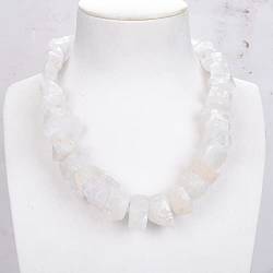 WIPPWER 19'' natürliche weiße Titan-Quarz-Halskette mit abgestuften, facettierten Nuggets for Damen von WIPPWER