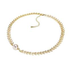 WIPPWER Halskette Leichte Luxus-Perlenhalskette zeigt den Charme der Damen-Schlüsselbeinkette Halskette Ornamente Halsketten for Frauen von WIPPWER
