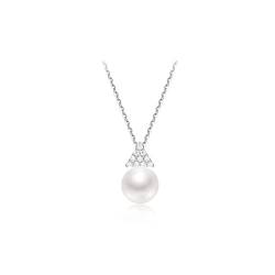 WIPPWER Halsketten Perlenkette Silber Süßwasserperlenschlinge 7-8 mm Weiß gedämpfte Brötchenform Mode Damenschmuck Geschenk Damenanhänger von WIPPWER