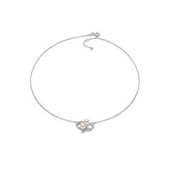 WIPPWER Halsketten Perlenkette Silber eingelegte Süßwasserperlenkette Marke 5-6 mm runder Schmuck for Freundin Modeschmuck Damenanhänger von WIPPWER