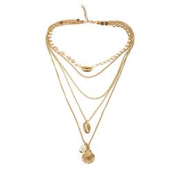 WIPPWER shuaiguo Pailletten Mehrschichtige Muschel Modeschmuck Kombination Böhmische Halskette Perle & Anhänger Halskette von WIPPWER