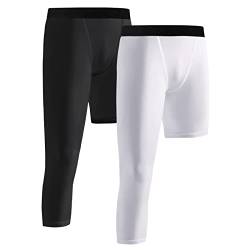 WISREMT 2er-Pack Jungen Kinder Jugend Kompression Leggings Hosen Strumpfhosen Sportliche Basisschicht unter Shorts Ausrüstung zum Laufen Basketball von WISREMT