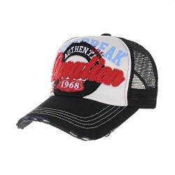 WITHMOONS Baseballmütze Mützen Caps Kappe Baseball Cap Mesh Distressed Trucker Cap Patch KR1185 (Black) von WITHMOONS