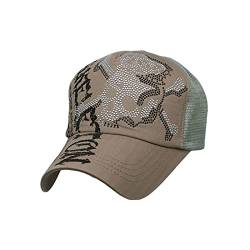 WITHMOONS Mesh Baseball Cap Skull Strass Trucker Hat KR1751, grau, Large von WITHMOONS