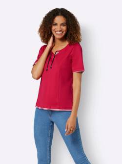 Große Größen: Shirt mit Streifendetails und Bindeband, rot, Gr.54 von WITT