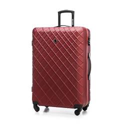 WITTCHEN Reisekoffer Rollkoffer Trolley Großer Koffer Handgepäck Hartschale aus ABS mit 4 Spiner Rollen Zahlenschloss Teleskopgriff Classic line Größe XL Burgund von WITTCHEN