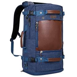 WITZMAN Canvas Rucksack Vintage Reiserucksack Herren Damen Convertible Reisetasche Daypack Laptop Rucksack 17 Zoll (A2021 Blau) von WITZMAN