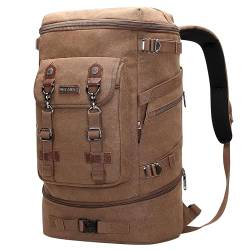 WITZMAN Vintage Canvas Rucksack Groß Reiserucksack Herren Convertible Reisetasche Laptop Rucksack Wanderrucksäcke (A568, Braun) von WITZMAN