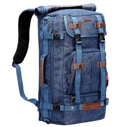 WITZMAN Vintage Canvas Rucksack Laptop Reiserucksack Herren Convertible Reisetasche Rucksäcke 17 Zoll (A519-1, Gross Dunkelblau) von WITZMAN