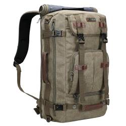 WITZMAN Vintage Canvas Rucksack Laptop Reiserucksack Herren Convertible Reisetasche Rucksäcke 17 Zoll (A519-1, Gross Hellgrün) von WITZMAN