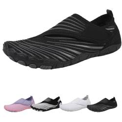 Barfussschuhe Damen Sommer, Barfußschuhe Klettverschluss Herren Wasserfest, Wasserschuhe Barefoot Shoes Mit Ablaufloch (5805 Black, Erwachsene, Damen, 39, Numerisch, EU Schuhgrößensystem, M) von WIWIDANG