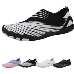 Barfussschuhe Damen Sommer, Barfußschuhe Klettverschluss Herren Wasserfest, Wasserschuhe Barefoot Shoes Mit Ablaufloch (5805 Black White, Erwachsene, Damen, 40, Numerisch, EU Schuhgrößensystem, M) von WIWIDANG