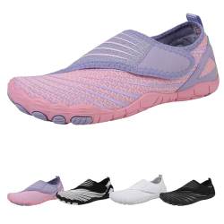 Barfussschuhe Damen Sommer, Barfußschuhe Klettverschluss Herren Wasserfest, Wasserschuhe Barefoot Shoes Mit Ablaufloch (5805 Pink, Erwachsene, Damen, 36, Numerisch, EU Schuhgrößensystem, M) von WIWIDANG