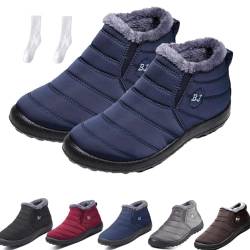 Boojoy Winterstiefel, Herren Damen Winter-Schneestiefel, wasserdicht, rutschfest, Stiefeletten, warme Outdoor-Schuhe mit Fellfutter (Blau, Erwachsene, Damen, 38, Numerisch, EU Schuhgrößensystem, M) von WIWIDANG