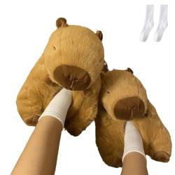 Capybara Hausschuhe, Niedliche Capybara Slippers für Damen, Verdickte Warme Capybara-Schuhe für drinnen und draußen (Style-1, Erwachsene, Damen, Einheitsgröße, Alphanumerisch, EU Schuhgrößensystem, M) von WIWIDANG