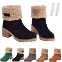 Dotmalls Stiefel, Dotmalls Senioren-Winterstiefel mit klobigem Absatz, Dotmalls Winter-warme Schnee-Stiefeletten-Schuhe für Damen (Schwarz, Erwachsene, Damen, 41, Numerisch, EU Schuhgrößensystem, M) von WIWIDANG