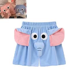 Funny Elephant Shorts, Elephant Shorts, Cute Casual Loose Home Shorts Couples Homewear Sleepwear Pajamas (Blue, XL) von WIWIDANG