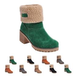 WIWIDANG Libiyi Boots, Dotmalls Boots, Dotmalls Seniors' Chunky Heel Winter Boots, Libiyi Women's Chunky Heel Round Toe Snow Boots (Green, Erwachsene, Damen, 37, Numerisch, EU Schuhgrößensystem, M) von WIWIDANG