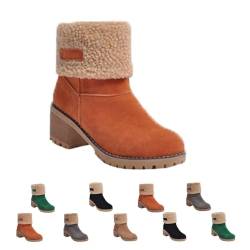 WIWIDANG Libiyi Boots, Dotmalls Boots, Dotmalls Seniors' Chunky Heel Winter Boots, Libiyi Women's Chunky Heel Round Toe Snow Boots (Orange, Erwachsene, Damen, 37, Numerisch, EU Schuhgrößensystem, M) von WIWIDANG