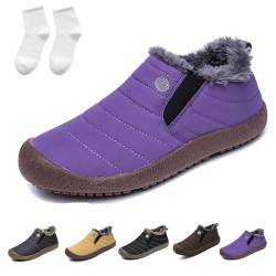 WIWIDANG Men's Waterproof Warm Plush Lined Outdoor Snow Ankle Boots, Winter Anti-Slip Snow Boots Warm Cotton Shoes (Purple, Erwachsene, Herren, 47, Numerisch, EU Schuhgrößensystem, M) von WIWIDANG