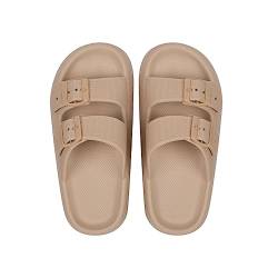 WIWIDANG Pummy Original Damen Cosy Slides Cosify Wolkenslipper Original Rutschfeste Weiche Hausschuhe (Khaki, adult, women, numeric_37, numeric_range, eu_footwear_size_system, numeric_38, medium) von WIWIDANG