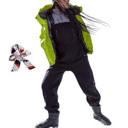 WIWIDANG Sherpa Overalls Women, Women'S Fleece Warm Overalls Winter Loose Casual Jumpsuits With Pockets (DE/NL/SE/PL, Alphanumerisch, L, XL, Regular, Regular, Black) von WIWIDANG