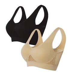 WIWIDANG Ultra Breeze Lift Air Bra, der Ultra-Breeze LiftAir Bra, Nahtloser, luftdurchlässiger, kühlender Komfort-BH (DE/NL/SE/PL, Alphanumerisch, S, Regular, Regular, Schwarz + Aprikose) von WIWIDANG