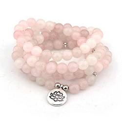 108 Mala Armband für Frauen Männer Buddha Lotus om Anhänger Halskette oder Armband Kristall Yoga Gebet Mala Warp Armband Schmuck-Lotus Silber. von WJDT