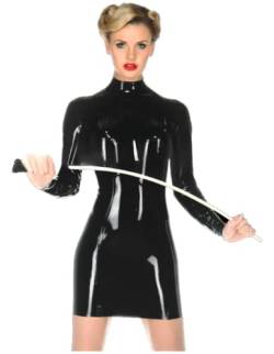 WJDT 100% Naturlatex Kleid Latex Catsuit Rubber Gummi Sexy Tailliertes Kleid Partyrock Cosplay Nachtclub Angepasst,schwarz,L von WJDT