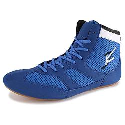 WJFGGXHK Männer Wrestling Boots, Atmungsaktive Boxer Trainer Anti-Rutsch-Gewichtheben-Schuhe Für Jugendkinder Kinder,Blau,44 EU von WJFGGXHK