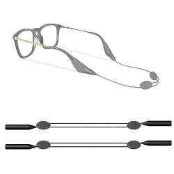 WKRTDY 2er Set Verstellbare Sport-Brillenbänder, Schwarze Rutschfeste Silikon-Brillenbänder für Damen, Herren & Kinder - Elastische Brillenbänder als praktisches Zubehör für Sportbrillen von WKRTDY