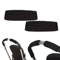 WKRTDY 2x Baby Kinderwagen-Griff Abdeckung - Universal Schutzhülle und Handschuhe für Kinderwagen-Armlehnengriff und -Bar - Stoßstangen-Abdeckung in Schwarz von WKRTDY