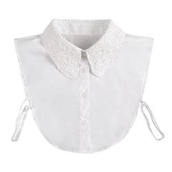 Fake Kragen Damen Weiß Abnehmbare Hälfte Shirt Bluse Frauen Abnehmbare Blusenkragen Cotton Gefälschter Kragen von WKTRSM