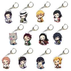 WKxinxuan Demon Slayer Schlüsselanhänger, 12 Stück Demon Slayer Schluesselanhaenger Anime Schlüsselanhänger Personalisiert Acryl Autoschlüsselanhänger Keychain Schlusselanghanger für Kinder Geschenk von WKxinxuan