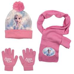 WKxinxuan Frozen Elsa Mütze Schal und Handschuh Set, 3 Stücke Rosa Elsa Mütze Schal und Handschuh, Geeignet als Geburtstagsgeschenk für Freunde von WKxinxuan