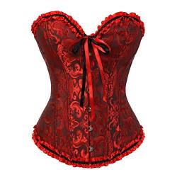 WLFFW Corsage Damen Sexy Korsett Taillenformer übergröße (EUR(32-34) S, Dark Rot) von WLFFW