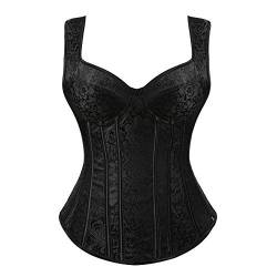 WLFFW Corsage Damen mit Strapse Korsett Kostüm (EUR(32-34) S, Schwarz) von WLFFW