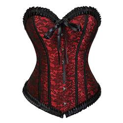 WLFFW Corsage Dessous übergröße Korsett Sexy Damen (EUR(32-34) S, Rot) von WLFFW