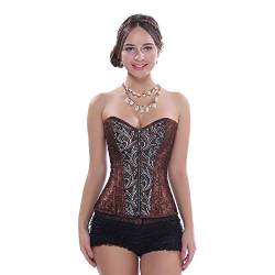 WLFFW Corsage Rock Damen Karneval Bustiers Korsett Kostüm (EUR(34-36) M, Braun) von WLFFW