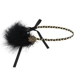 WLLHYF 1920er Jahre Flapper Stirnband, 20er Jahre Feder Haarband Vintage Feder Kristall Kopfschmuck Gatsby Party Zubehör für Frauen (schwarzer Diamant) von WLLHYF