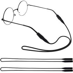 WLLHYF 2 Stück Brillenband Silikon Wasserdicht Sonnenbrillenriemen Anti-Silp Verstellbare Sport Elastic Strap Halter Universalgröße für Männer und Frauen, Schwarz, Einheitsgröße von WLLHYF