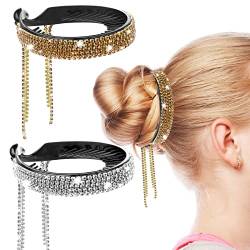 WLLHYF 2 Stück Haarknoten Clip Quaste Pferdeschwanz Haarspangen Strass Dutt Cover Glitter Claw Buns Birds Nest Hair Clips Vintage Hairpin Buckles Haarstyling Zubehör für Frauen Braut Hochzeit von WLLHYF