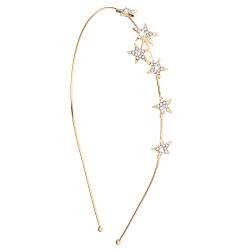 WLLHYF 2 Stück hohlen Stern Stirnbänder, Stern Strass Haar Hoop Stirnband für Frauen Mädchen Perle Strass Kopfschmuck Hochzeit Kopfstück für Braut Gold Silber Metall Haar Bands Zubehör (Star-Stil 5) von WLLHYF