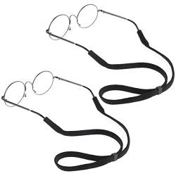 WLLHYF 2pcs Brillenband Polyester wasserdichte Sonnenbrillenbänder schwarze quadratische Schnalle Anti-Silp verstellbarer elastischer Sportbandhalter Universalgröße für Männer und Frauen(Schwarz) von WLLHYF