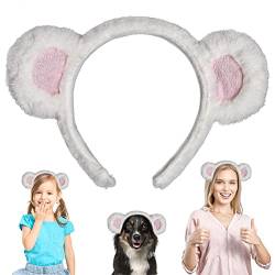 WLLHYF Bär Ohren Stirnband, Haar Stirnband Tier Kopf tragen Mode weich und bequem Haar Schleifen Haarschmuck für Kinder Mädchen Party Dekoration (weiß rosa) von WLLHYF