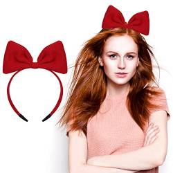 WLLHYF Bow Headband Kopfschmuck für Frauen und Mädchen, rote Bowknot Haarbänder Weihnachten Haarreifen perfekte Haar-Accessoires für Party und Cosplay (1 Pack rot) von WLLHYF