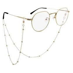 WLLHYF Brillenketten für Damen, Brillenband Lesebrille Brille Kette Sonnebrillen Band Gesichtsmaske Schlüsselband Halskette (Gold) von WLLHYF