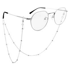 WLLHYF Brillenketten für Damen, Brillenband Lesebrille Brille Kette Sonnebrillen Band Gesichtsmaske Schlüsselband Halskette (Silber) von WLLHYF