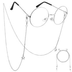 WLLHYF Brillenketten für Damen Elegante Brillen Metall-Brillenhalteband Umhängeband Gold Silber Brillen Sonnenbrillenhalter um den Hals Kettenzubehör (Silber) von WLLHYF